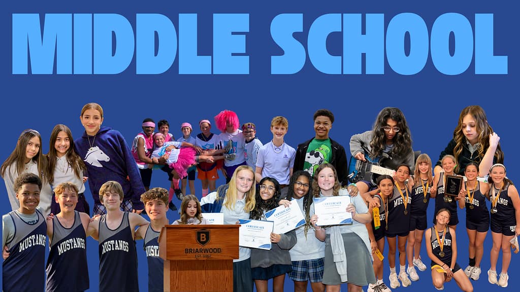 Collage of briarwood middle school students with the words "middle school" over the photos.