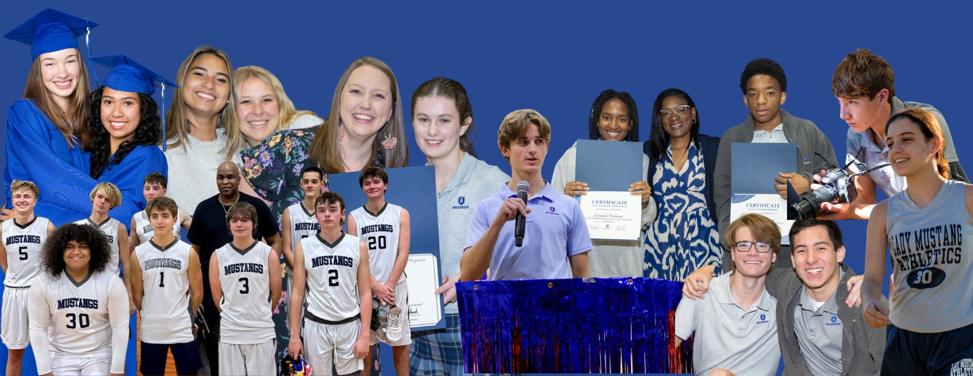 Collage of briarwood upper school students with the words "upper school" over the photos.
