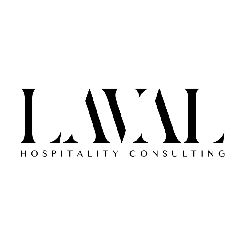 Logo: Black words, Laval Hospitality Consulting.