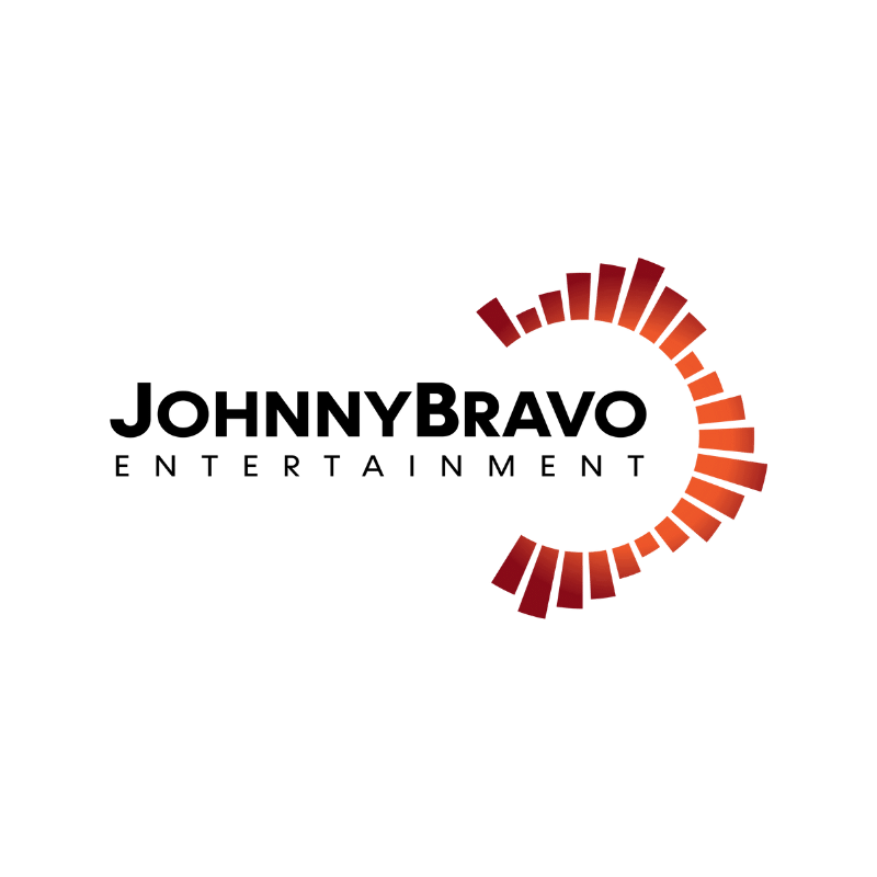 Logo: Johnny Bravo Entertainment, orange half circle on the right side.