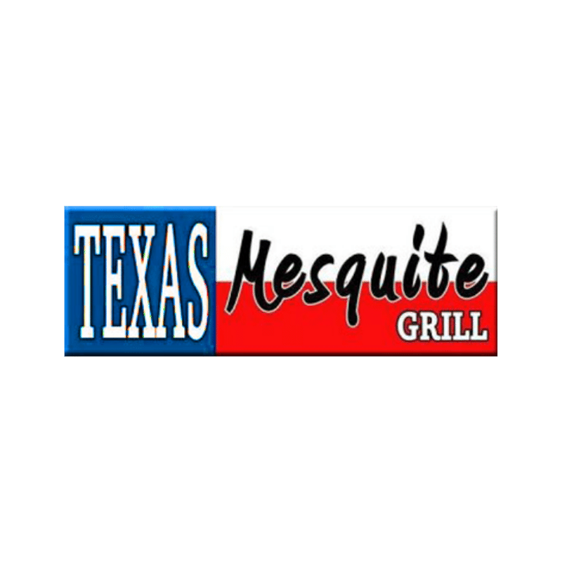 Logo: Texas flag with words Texas Mesquite Grill over it.