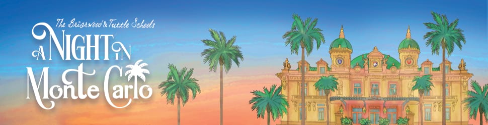 Image of palm tress and Monte Carlo building with words "A night in Monte Carlo."